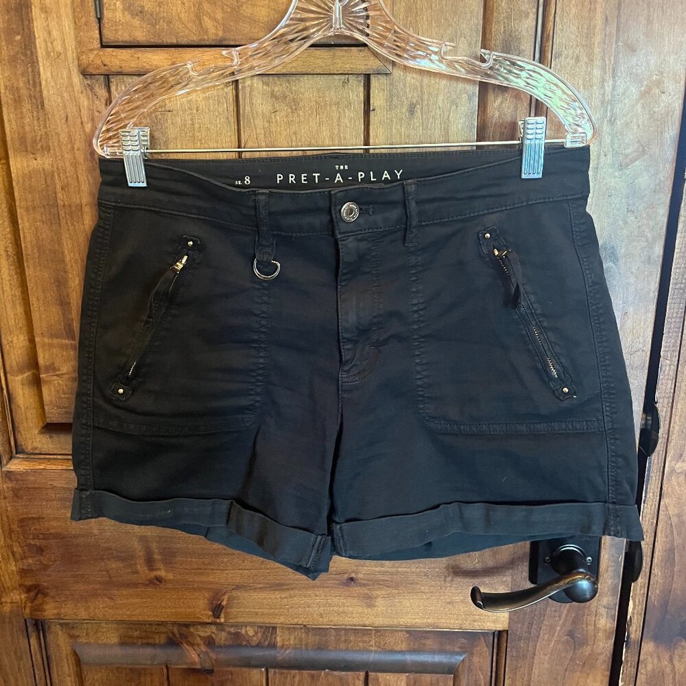 White House Black Market WHBM Mid-Rise Pret-a-Play Black Shorts 8